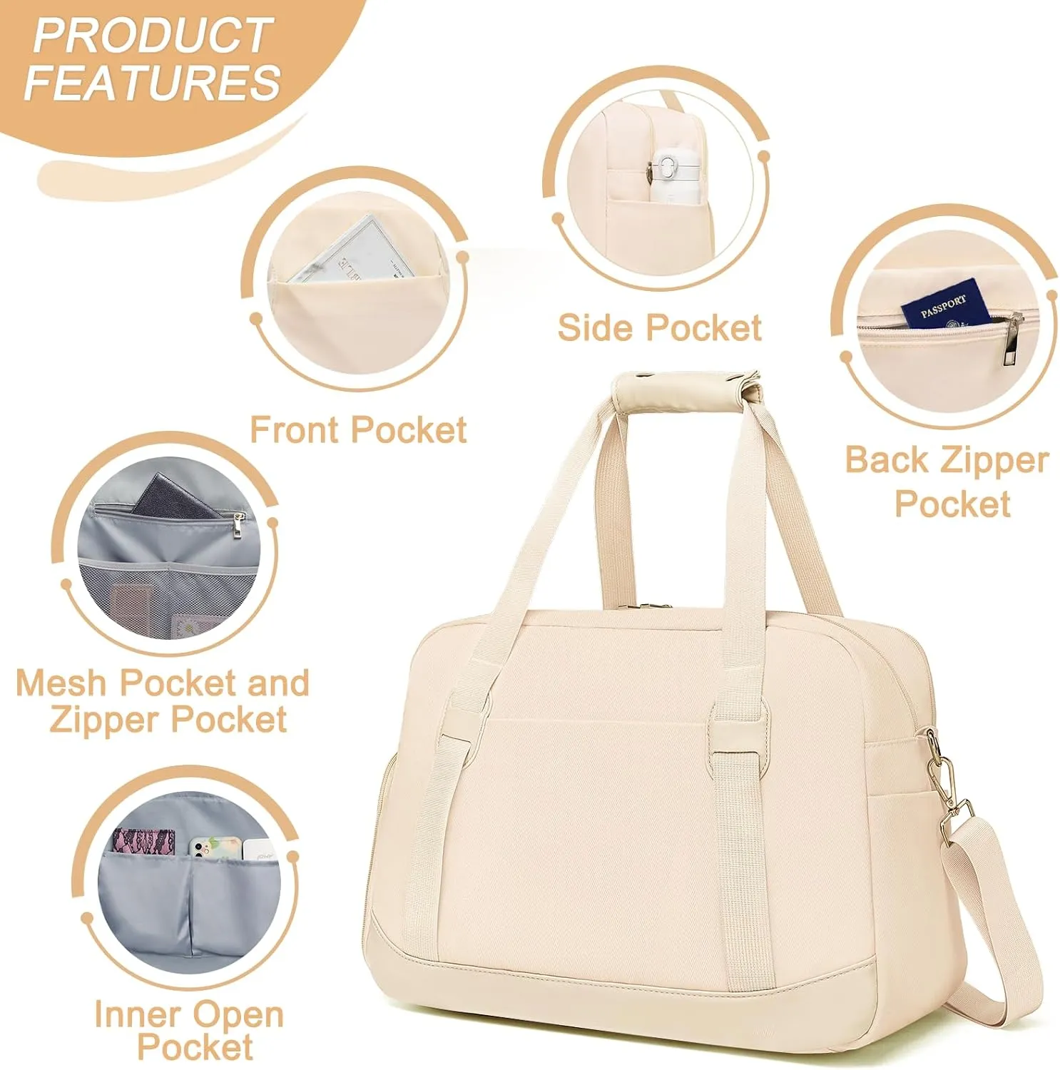 Sports Gym Bag for Women, Travel Duffle Bag with Shoe Compartment & Wet Pocket, Fitness Yoga Bag Weekender Overnight Bag Small