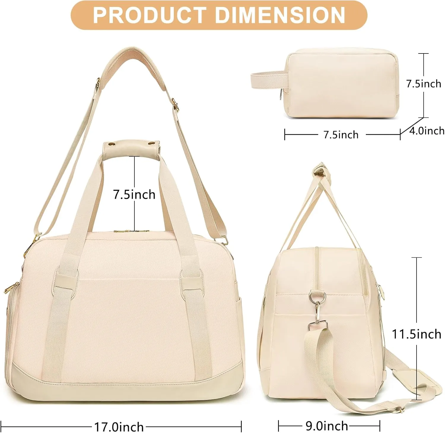Sports Gym Bag for Women, Travel Duffle Bag with Shoe Compartment & Wet Pocket, Fitness Yoga Bag Weekender Overnight Bag Small