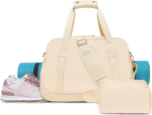 Sports Gym Bag for Women, Travel Duffle Bag with Shoe Compartment & Wet Pocket, Fitness Yoga Bag Weekender Overnight Bag Small