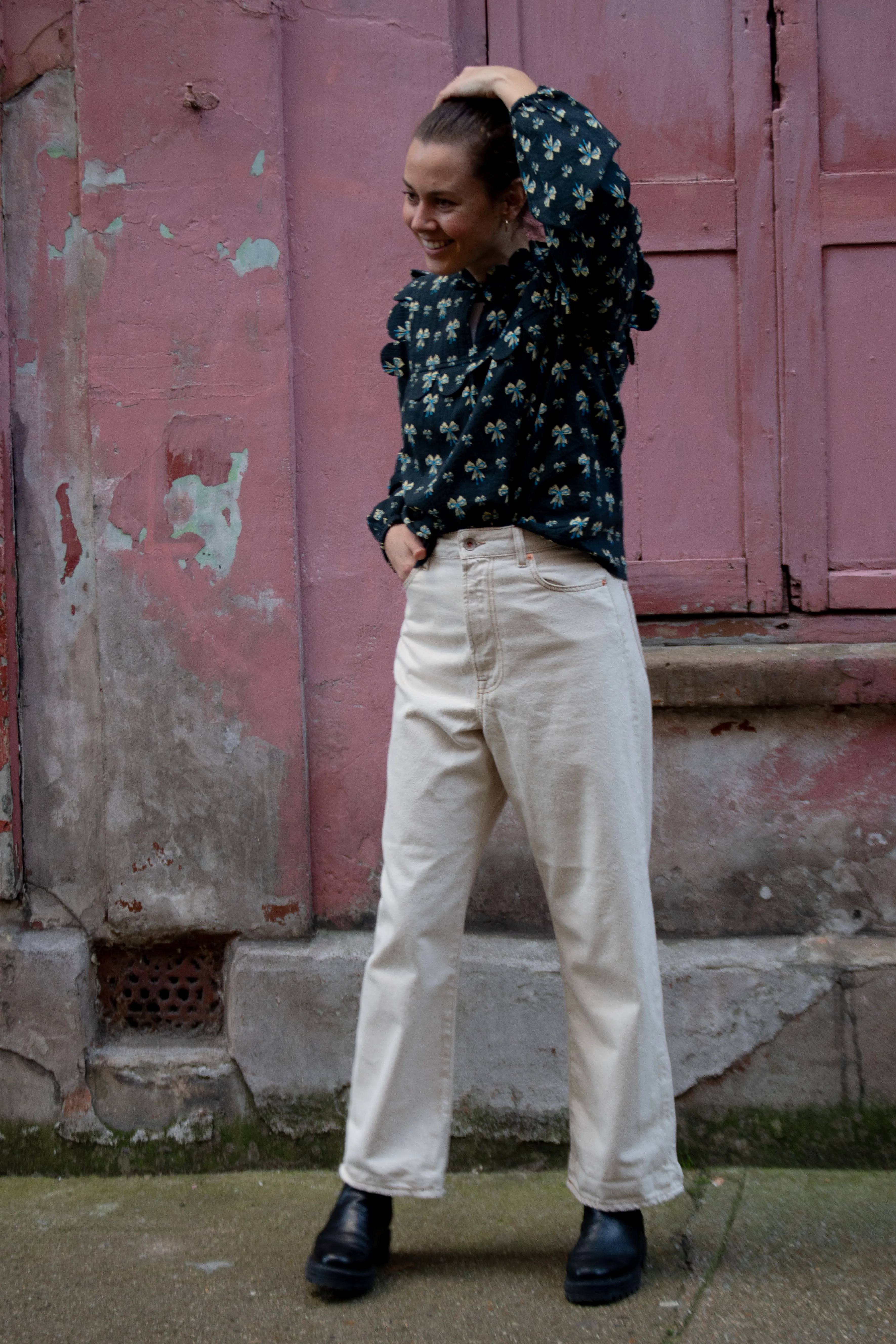 Stella Nova Bow Printed Blue Tongue Blouse