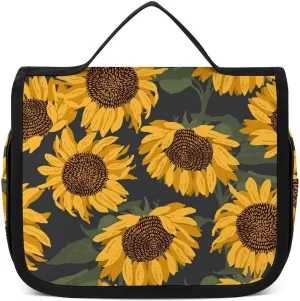 Sunflowers Toiletry Bag for Women Men, Hanging Makeup Bag Travel Cosmetic Bags Makeup Organizer Bag for Jewelry Brushes Toiletries Trip Essentials