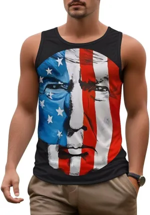 Tank Tops Trump Beach Summer Sleeveless Shirts Vacation Tanks Gym Tank T-Shirts Top for Men