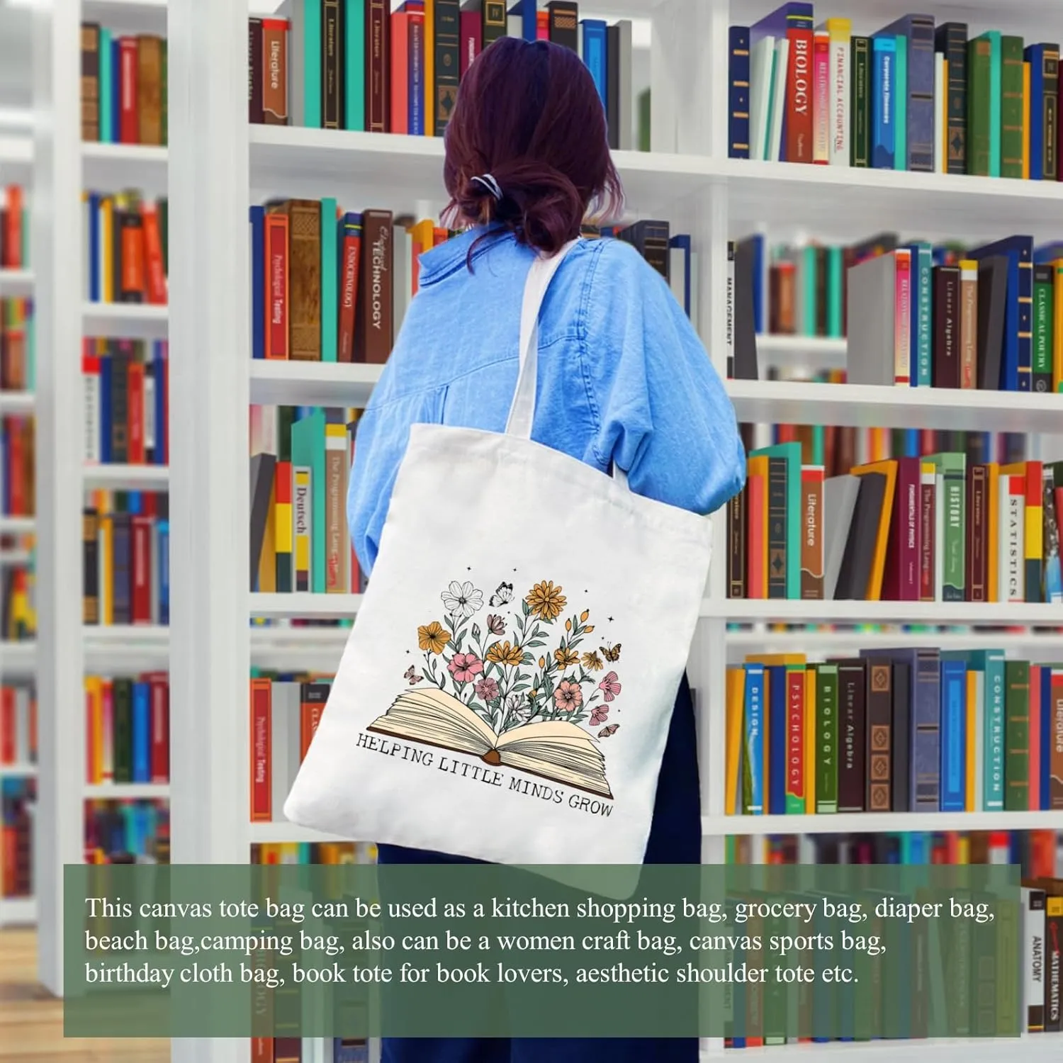 Teacher Appreciation Gifts Canvas Tote Bags Aesthetic for Women Cloth Cotton Bags Travel Bag Reusable Grocery Shopping Bag