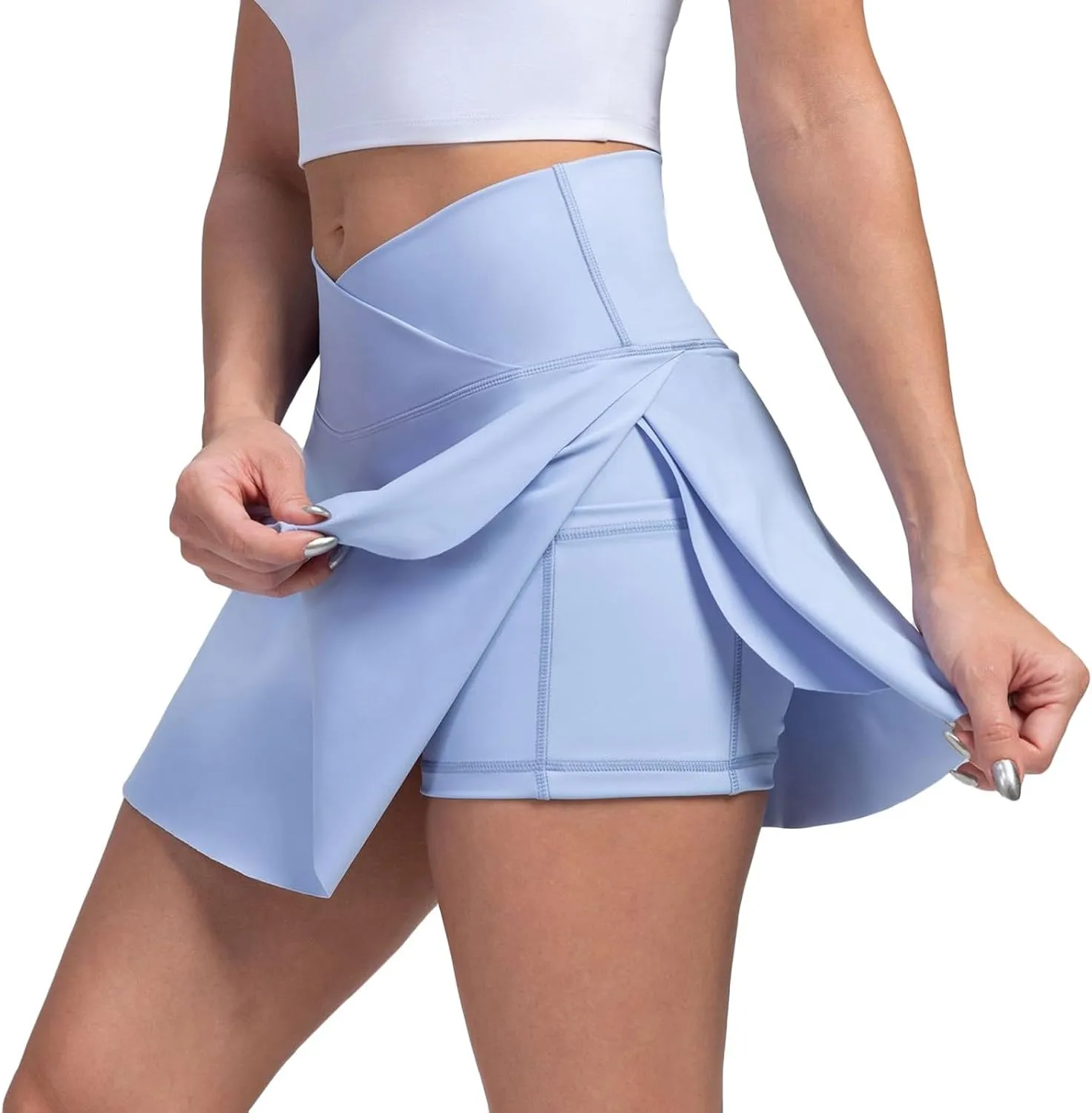 Tennis Skirts for Women with Shorts Cross Elastic High Waisted Tummy Control Golf Skirt Workout Skorts with Pockets