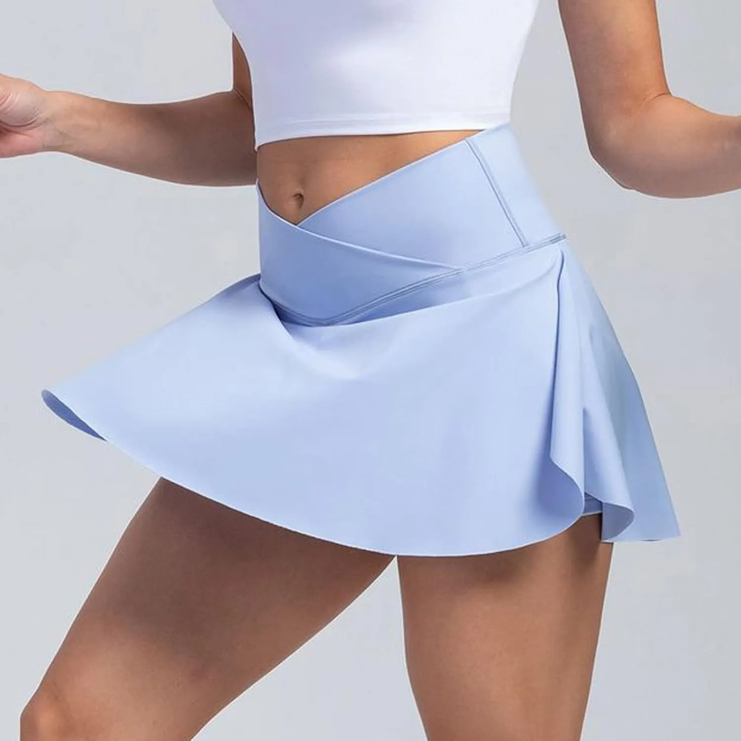 Tennis Skirts for Women with Shorts Cross Elastic High Waisted Tummy Control Golf Skirt Workout Skorts with Pockets