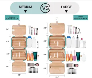 Toiletry Bag for Traveling Women - With Jewelry Organizer Compartment Hanging Toiletry Bag for Women used in Home, Travel, and Cosmetics - Nylon Material with Waterproof Skin (Seagreen, Medium)