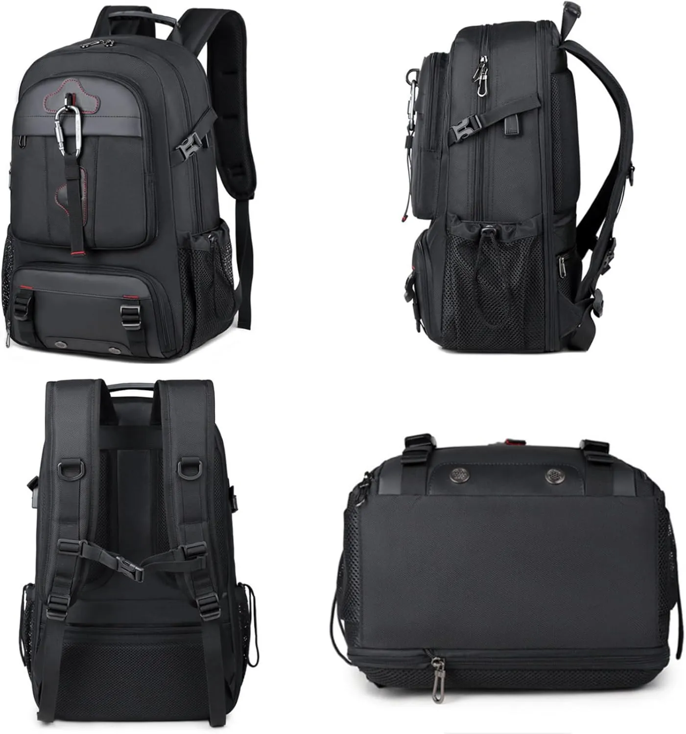Travel Backpack 70L, 18 Inch Laptop Backpack for Men Women, Large Waterproof Carry On Backpack, TSA Friendly Flight Approved Anti-Theft Backpack with USB Interface & Shoe Compartment, Black