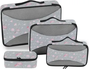 Travel Cubes for Packing 4 Set Luggage Packing Cubes Travel Organizer Bags for Luggage Pqcking Cubes Watercolor Morning Glory Flowers