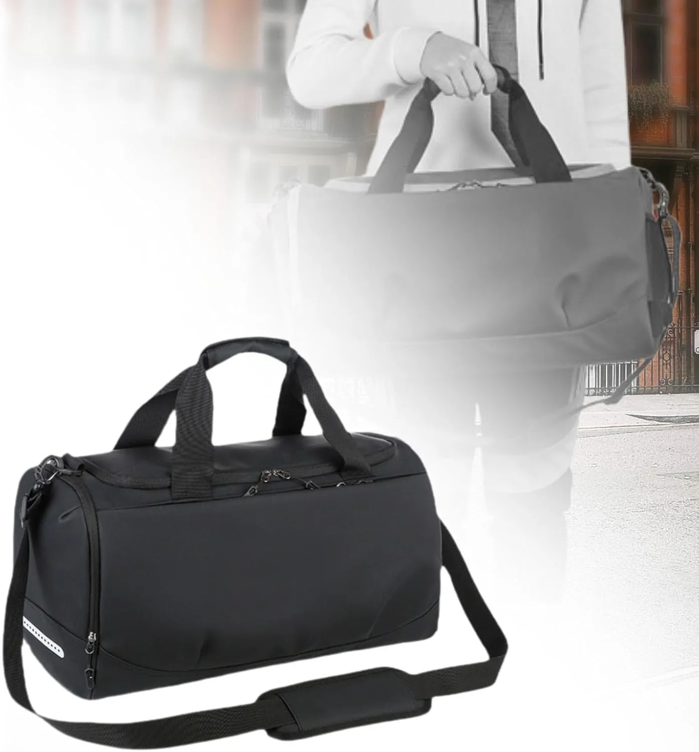 Travel Duffle Bag Garment Bag Business Multipurpose Water Resistant Overnight Bag Weekender Bag for Gym Workout Outdoor, Black