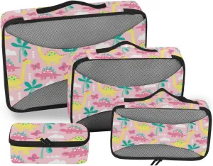 Travel Packing Organizers 4 Set Luggage Cubes for Packing Packing Cubes for Travel Women Packing Cubed Dinosaur
