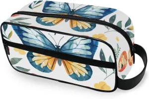 Travel Toiletry Bag Makeup Bag Butterflies Floral Packing Organizers with Hanging Hook Portable Water Resistant Small Travel Bag for Toiletries, Jewelry, Travel Essentials
