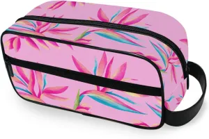 Travel Toiletry Bag Makeup Bag Red Tropical Leaves Packing Organizers with Hanging Hook Portable Water Resistant Small Travel Bag for Toiletries, Jewelry, Travel Essentials