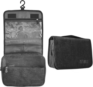 Travel Toiletry Bag,Hanging Travel Makeup Jewelry Toiletries Organizer Bags,Shower Bag with Top Handle for Men Women (Black)