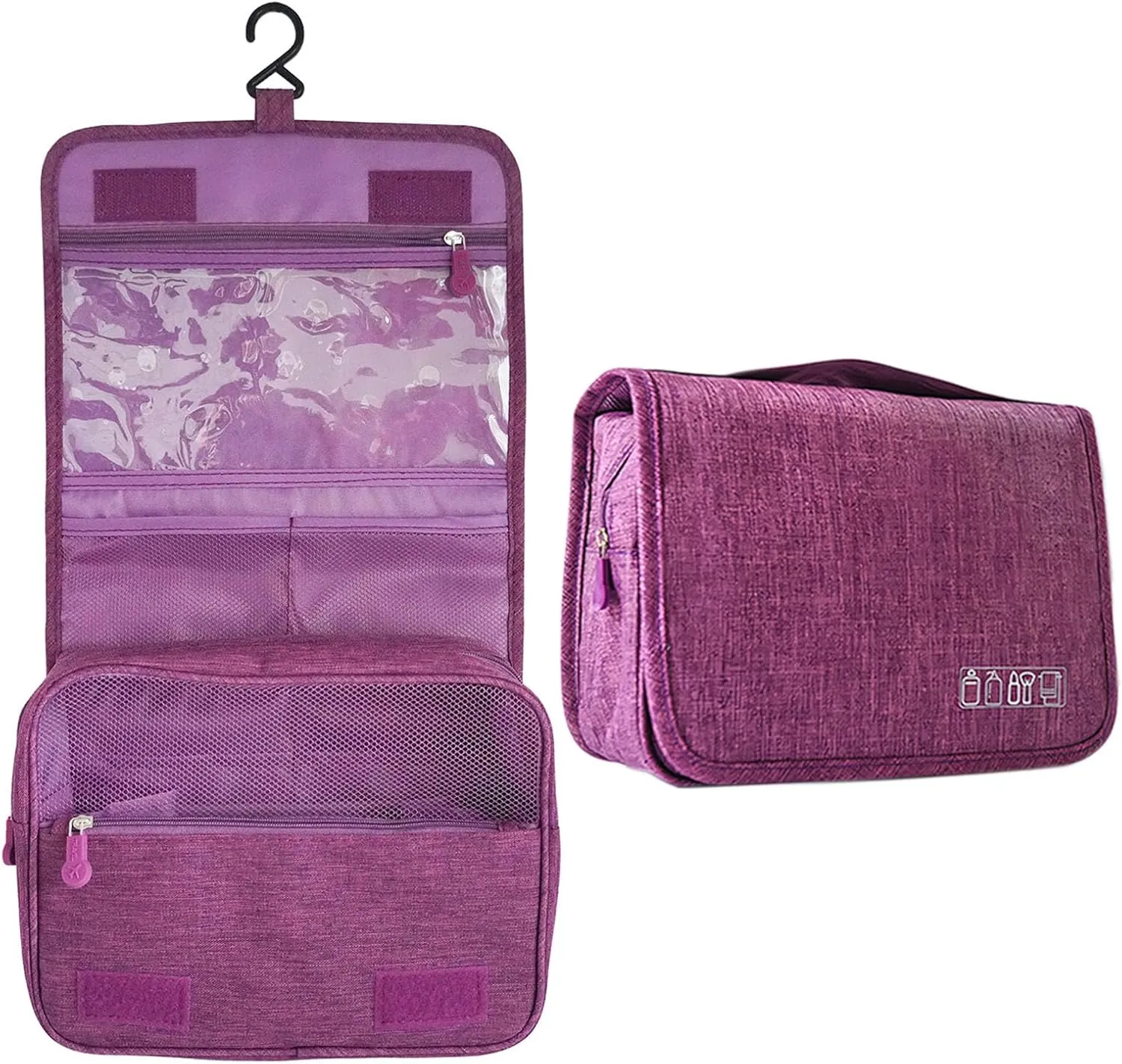 Travel Toiletry Bag,Hanging Travel Makeup Jewelry Toiletries Organizer Bags,Shower Bag with Top Handle for Men Women (Purple)