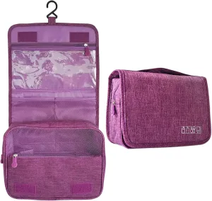 Travel Toiletry Bag,Hanging Travel Makeup Jewelry Toiletries Organizer Bags,Shower Bag with Top Handle for Men Women (Purple)