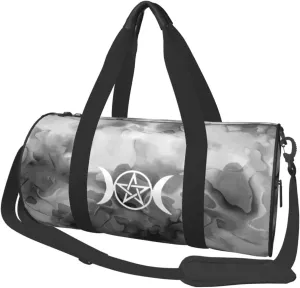 Triple Moon Pentacle Pagan Platinum Logo Convertible Garment Bag with Shoulder Strap, Carry on Garment Duffel Bag for Men Women - Rolling Foldable for Travel Luggage Bags (Black)
