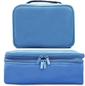 Two-Layer Zipper Nylon Soft Cosmetic Bag Jewelry Case Lightweight Travel Brush Kits Makeup Toiletries Organizer
