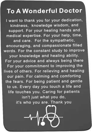 UJIMS Doctor Appreciation Gift to A Wonderful Doctor Wallet Insert Doctor Retirement Gift Thank You Gift Medical Doctor Jewelry