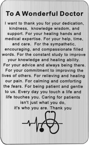 UJIMS Doctor Appreciation Gift to A Wonderful Doctor Wallet Insert Doctor Retirement Gift Thank You Gift Medical Doctor Jewelry