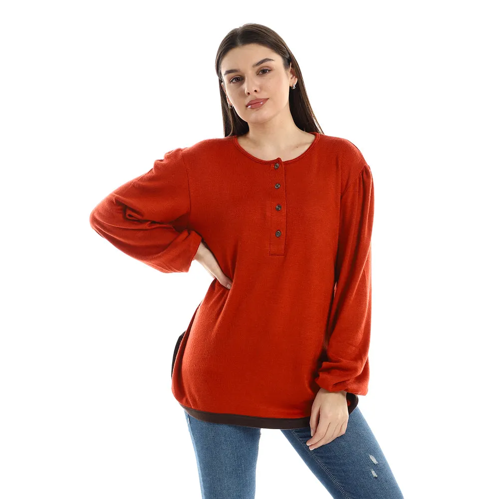 Upper Buttoned Long Sleeves Top - Kady