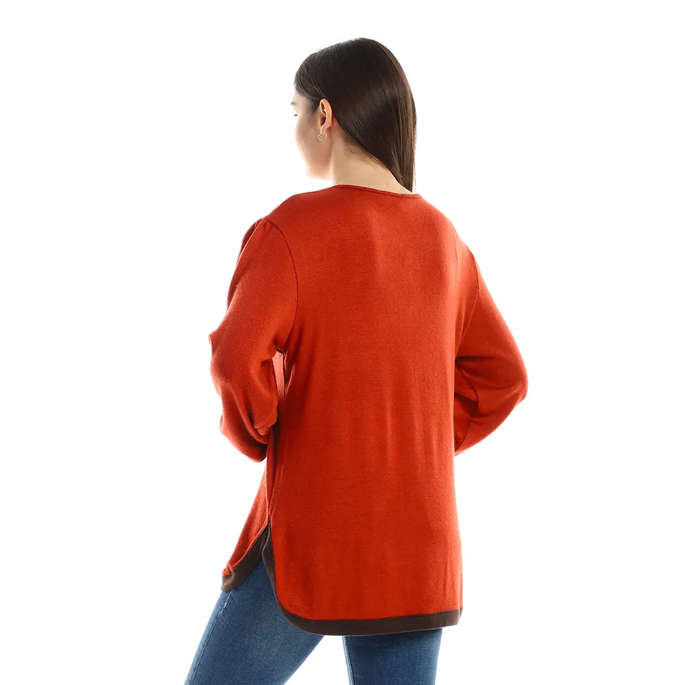 Upper Buttoned Long Sleeves Top - Kady