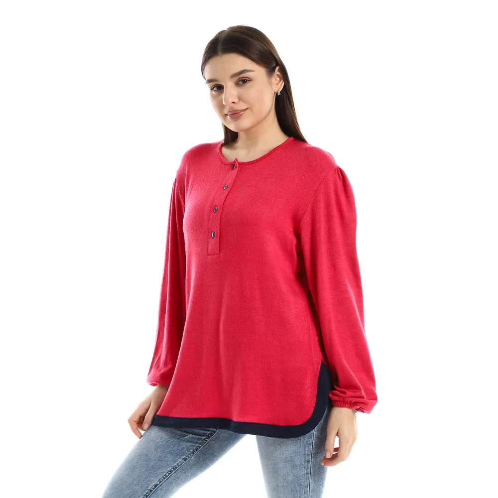 Upper Buttoned Long Sleeves Top - Kady