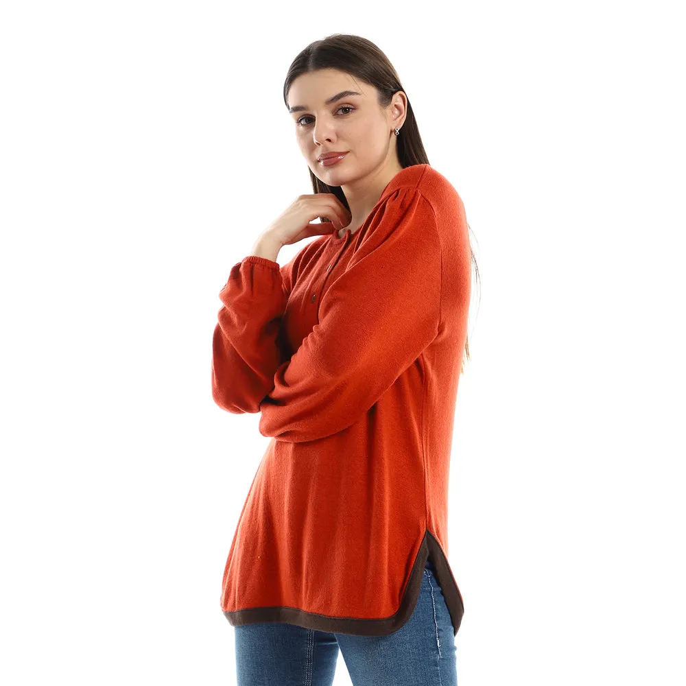 Upper Buttoned Long Sleeves Top - Kady