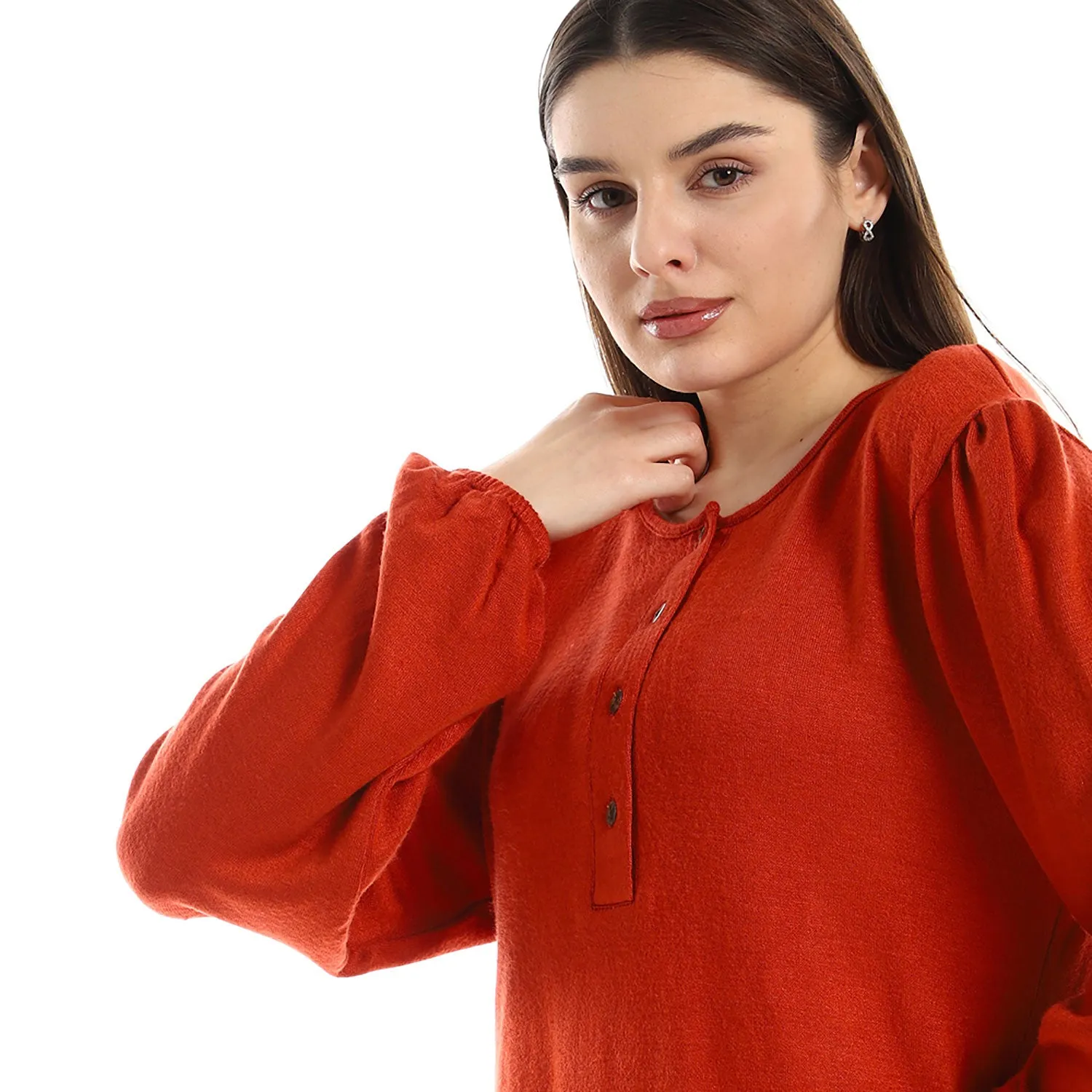 Upper Buttoned Long Sleeves Top - Kady