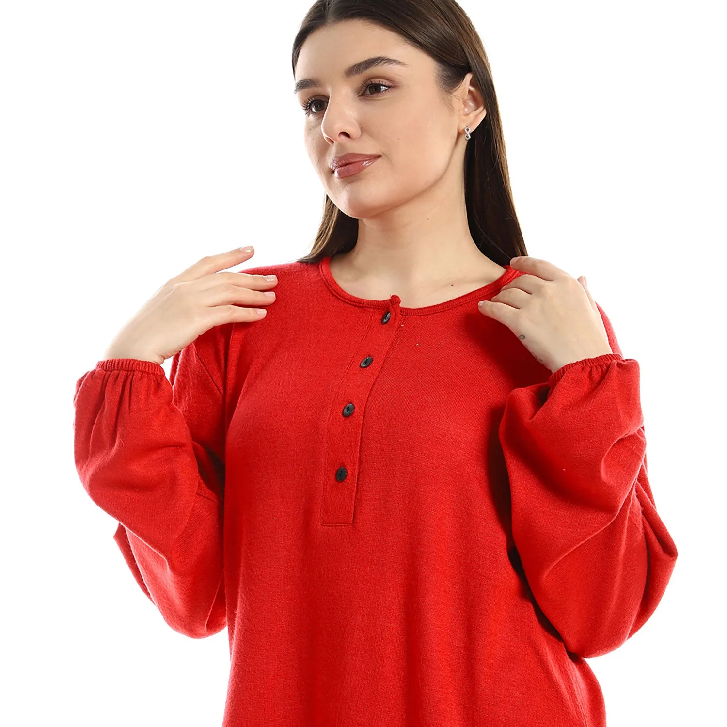 Upper Buttoned Long Sleeves Top - Kady