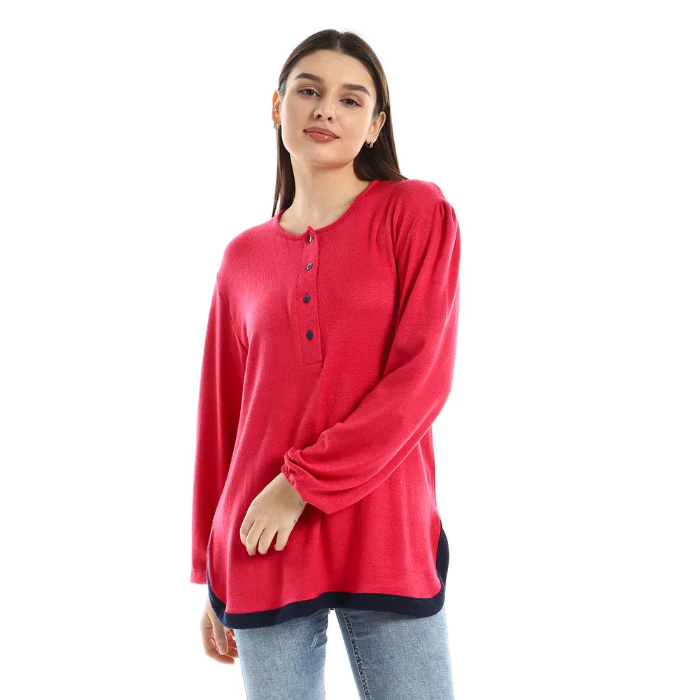 Upper Buttoned Long Sleeves Top - Kady