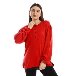 Upper Buttoned Long Sleeves Top - Kady