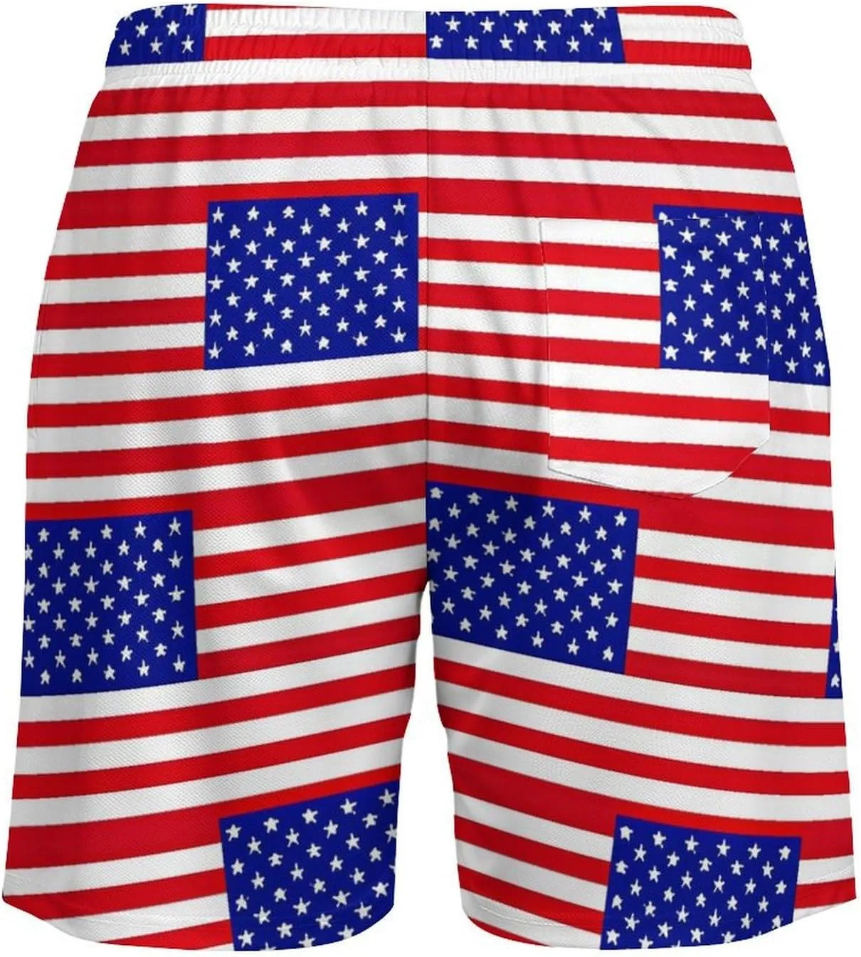 U.S. Flag Men's Swim Trunks with Compression Liner Beach Swimming Shorts with Drawstring and Pockets