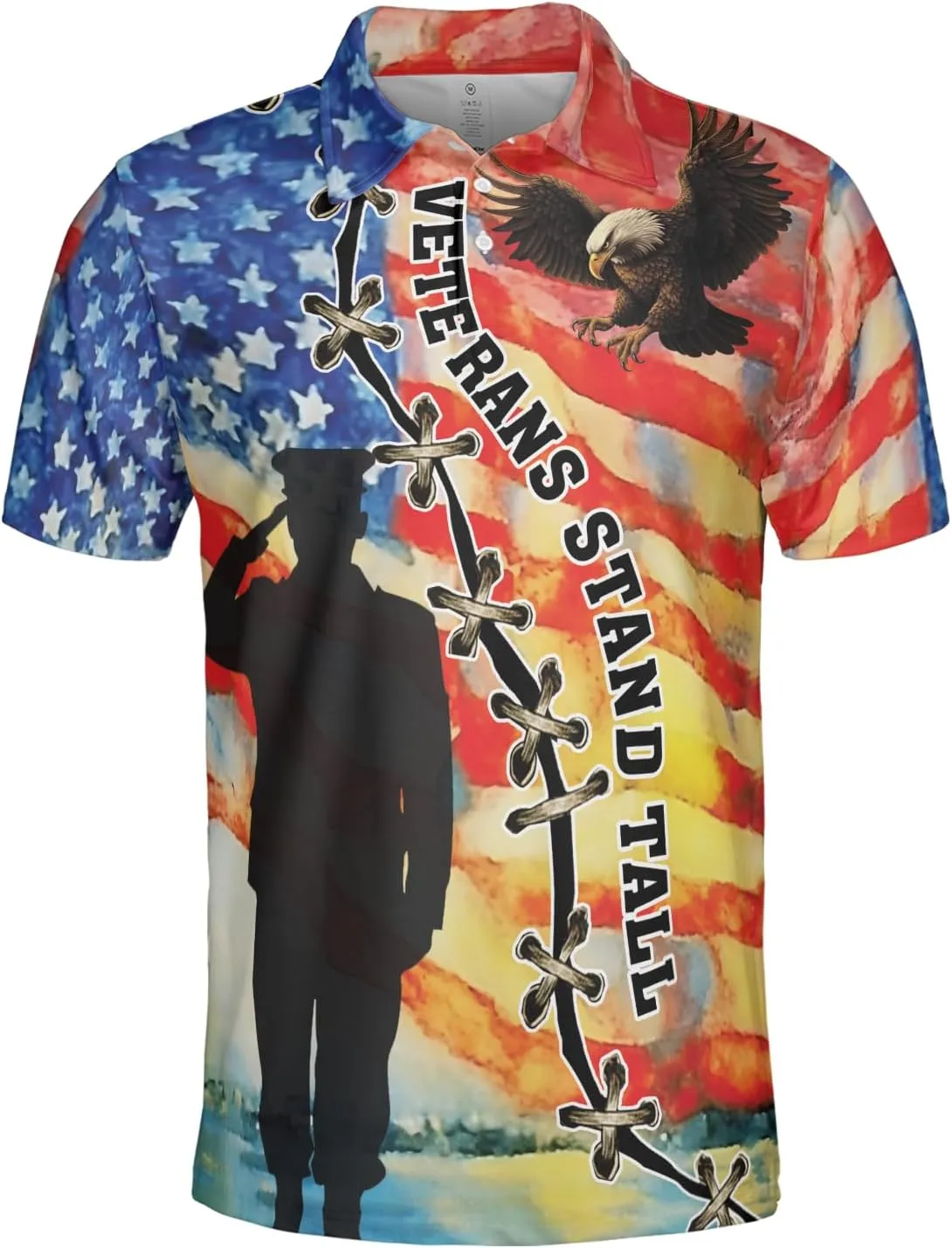 US Veteran Polo Shirts for Men - US Soldiers Men's Quick Dry Short Sleeve Polo Shirts Series 07