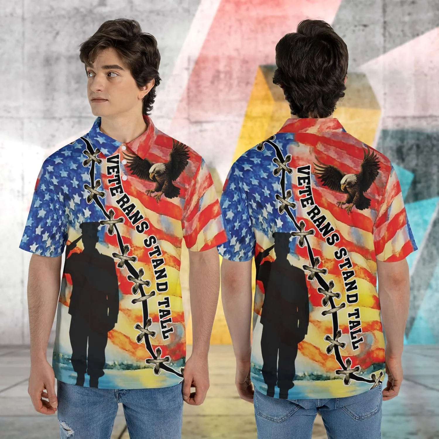 US Veteran Polo Shirts for Men - US Soldiers Men's Quick Dry Short Sleeve Polo Shirts Series 07