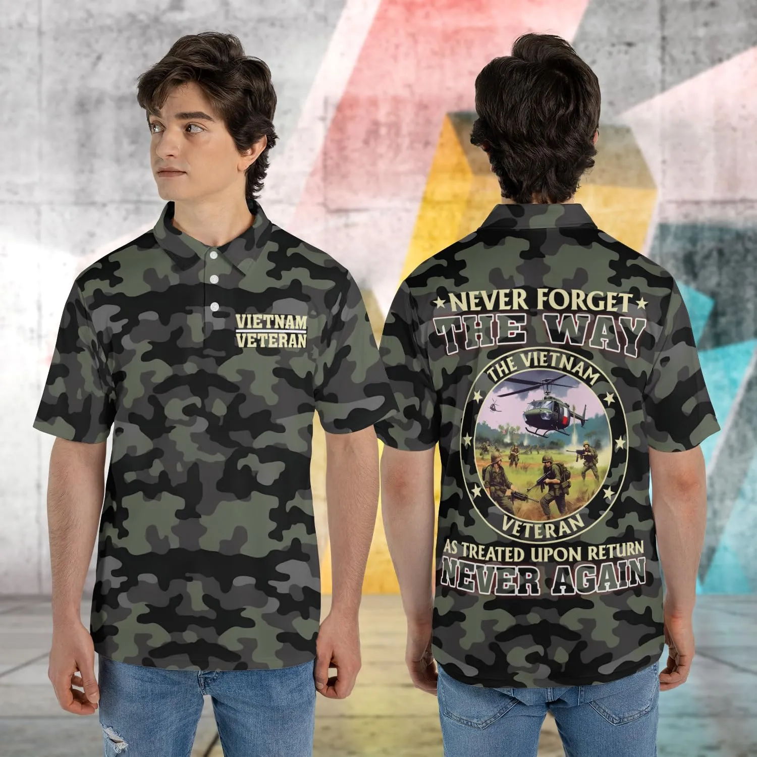 US Veteran Polo Shirts for Men - US Soldiers Men's Quick Dry Short Sleeve Polo Shirts Series 07