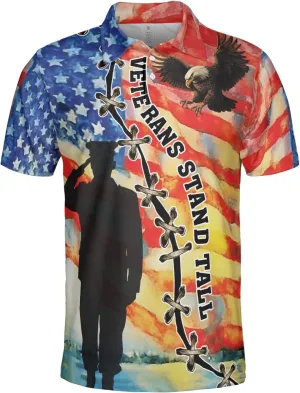 US Veteran Polo Shirts for Men - US Soldiers Men's Quick Dry Short Sleeve Polo Shirts Series 07