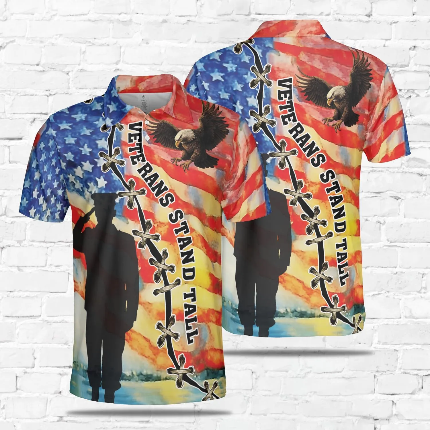 US Veteran Polo Shirts for Men - US Soldiers Men's Quick Dry Short Sleeve Polo Shirts Series 07