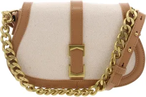 Vince Camuto Womens Brock Mixed Media Leather Crossbody Handbag Tan Small