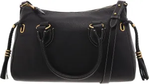 Vince Camuto Womens Liann Pebbled Leather Satchel Handbag Black Medium