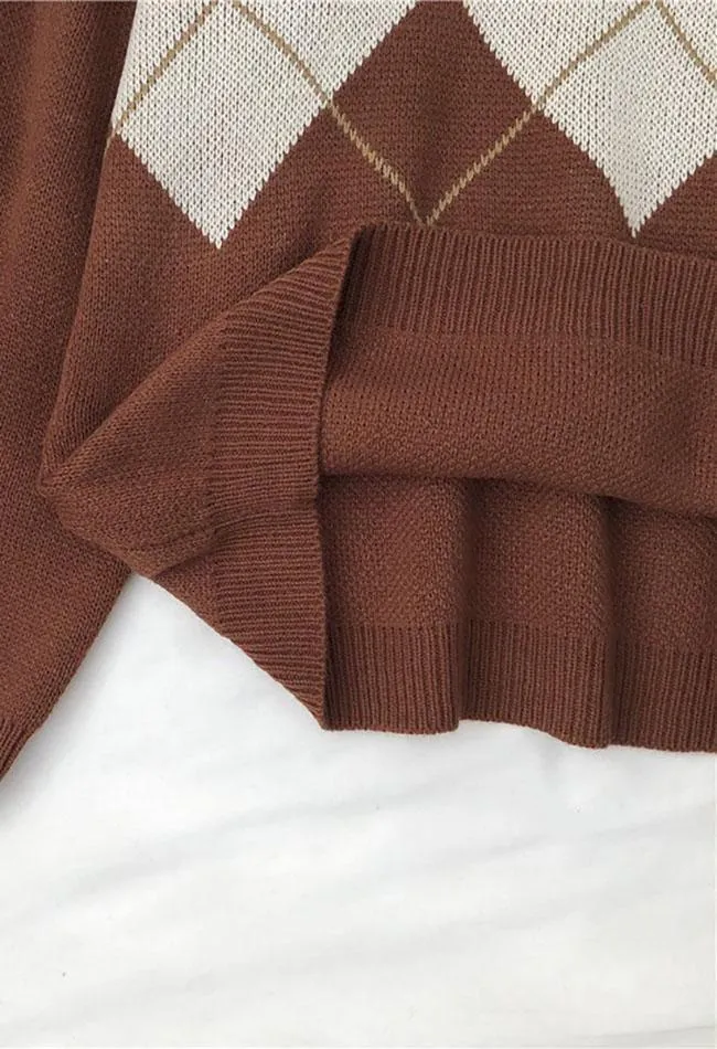 Vintage Argyle Pullover Sweater