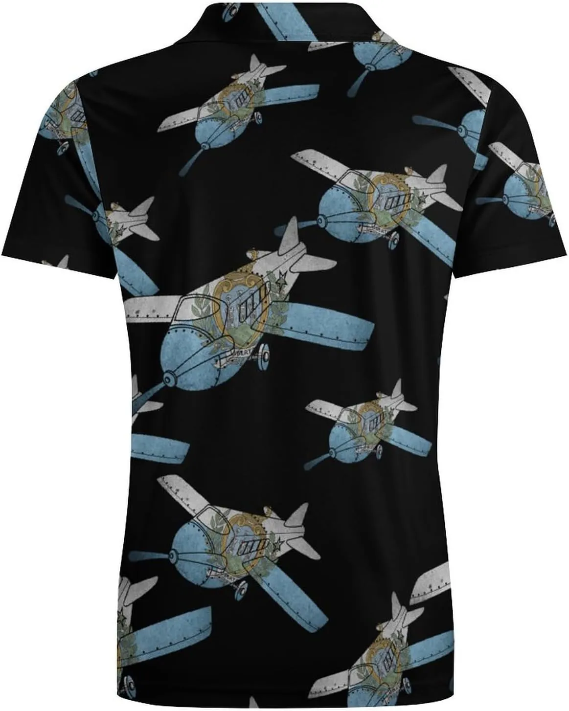 Vintage San Marino Flag Airplane Plane Men's Polo-Shirt Regular-Fit Short Sleeve Sports Quick Dry Golf Tennis T-Shirt