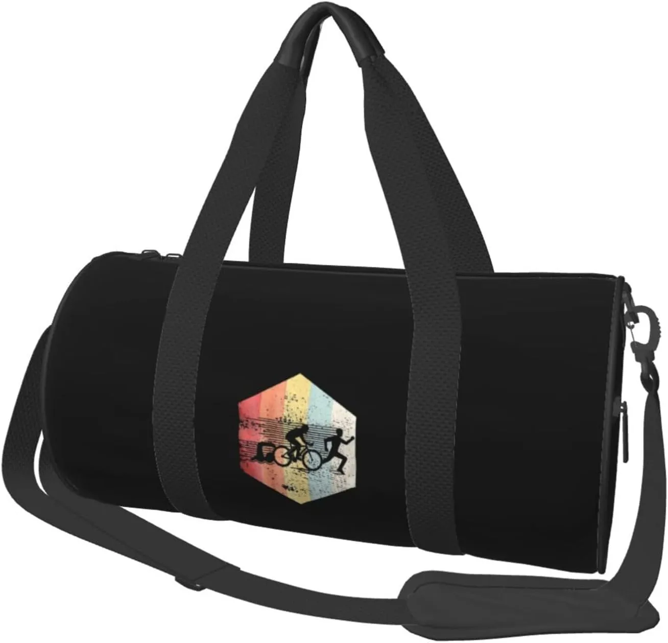 Vintage Swim Bike Run Triathlon Convertible Garment Bag with Shoulder Strap, Carry on Garment Duffel Bag for Men Women - Rolling Foldable for Travel Luggage Bags (Black)