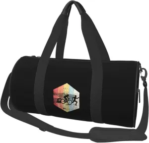 Vintage Swim Bike Run Triathlon Convertible Garment Bag with Shoulder Strap, Carry on Garment Duffel Bag for Men Women - Rolling Foldable for Travel Luggage Bags (Black)