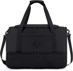WANDF For Spirit Airlines 18x14x8 Personal Item Bag with USB Charging Port, Travel Duffel Bag with Wet Pocket & Shoe Compartment, Weekender Carry On Luggage for Women Men (Black)