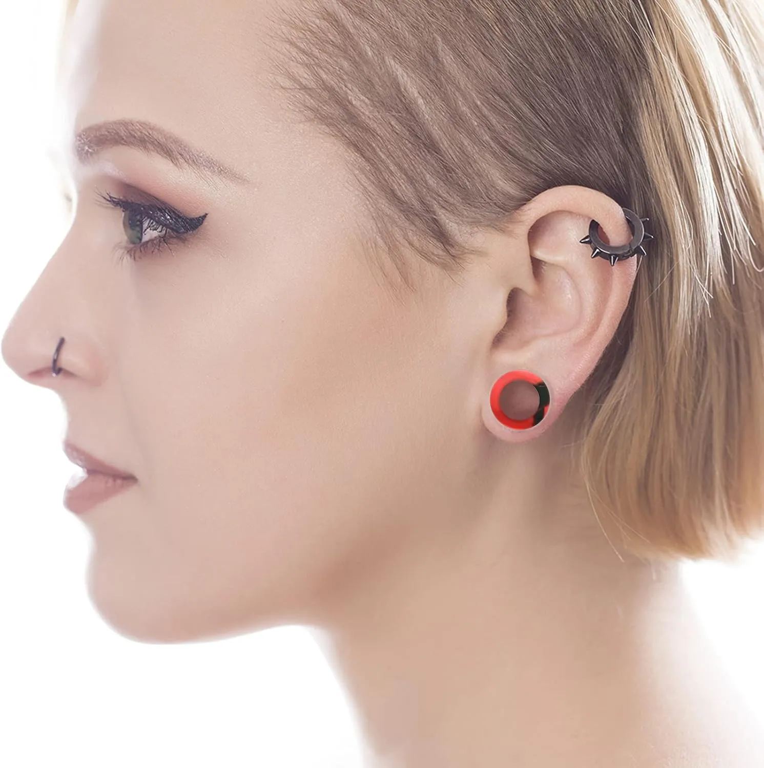 WBRWP 20/28pcs Ear Stretching kit Set - Hollow Hard Silicone Plugs and Tunnels - Ear Expander Gauges Stretcher Body Piercing Jewelry