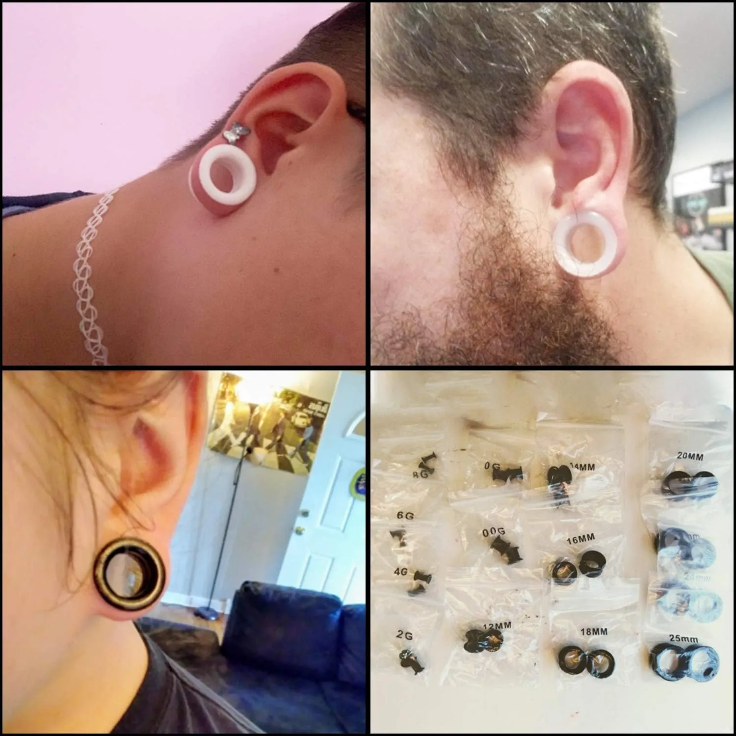 WBRWP 20/28pcs Ear Stretching kit Set - Hollow Hard Silicone Plugs and Tunnels - Ear Expander Gauges Stretcher Body Piercing Jewelry