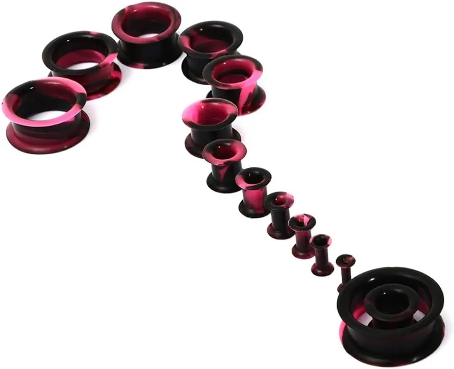 WBRWP 20/28pcs Ear Stretching kit Set - Hollow Hard Silicone Plugs and Tunnels - Ear Expander Gauges Stretcher Body Piercing Jewelry