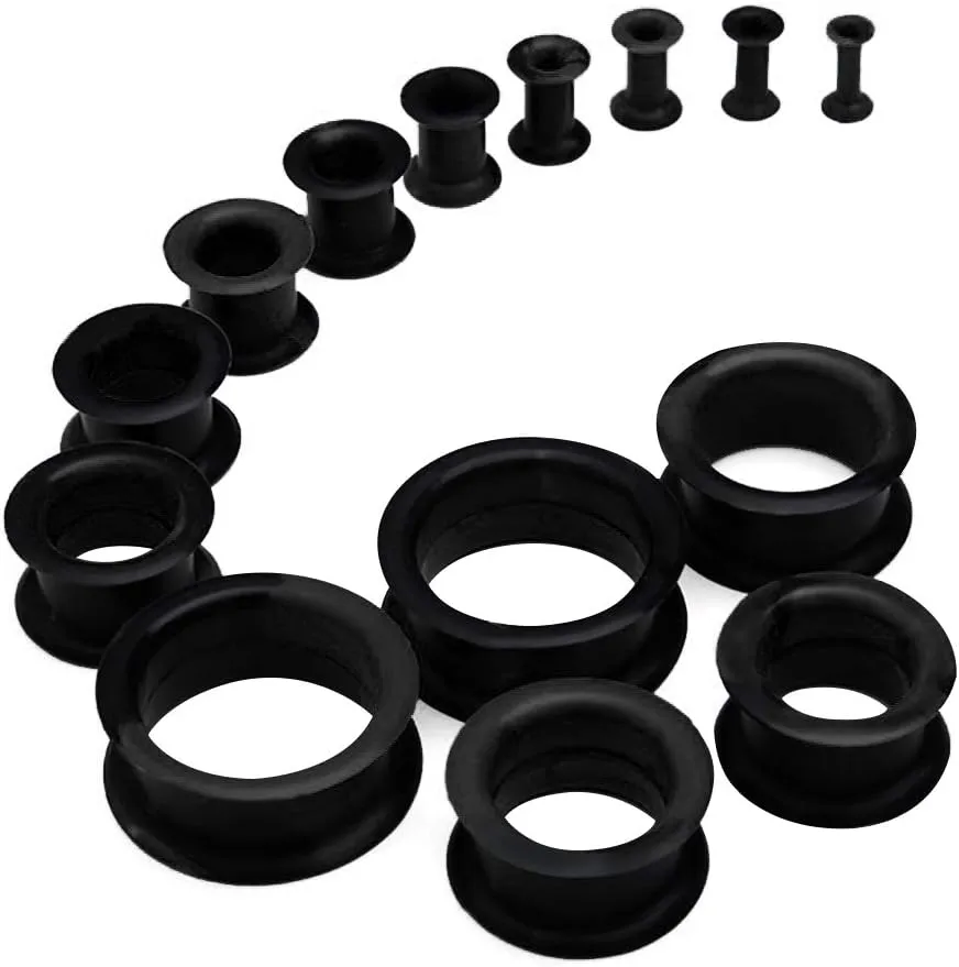 WBRWP 20/28pcs Ear Stretching kit Set - Hollow Hard Silicone Plugs and Tunnels - Ear Expander Gauges Stretcher Body Piercing Jewelry