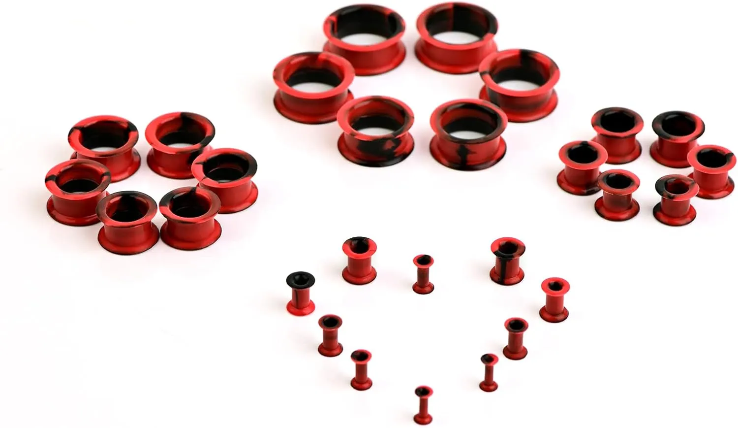 WBRWP 20/28pcs Ear Stretching kit Set - Hollow Hard Silicone Plugs and Tunnels - Ear Expander Gauges Stretcher Body Piercing Jewelry