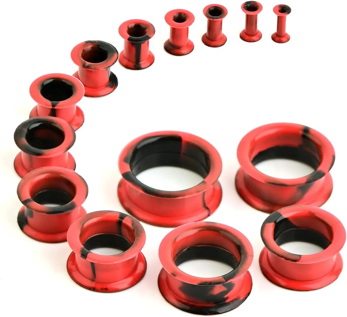 WBRWP 20/28pcs Ear Stretching kit Set - Hollow Hard Silicone Plugs and Tunnels - Ear Expander Gauges Stretcher Body Piercing Jewelry